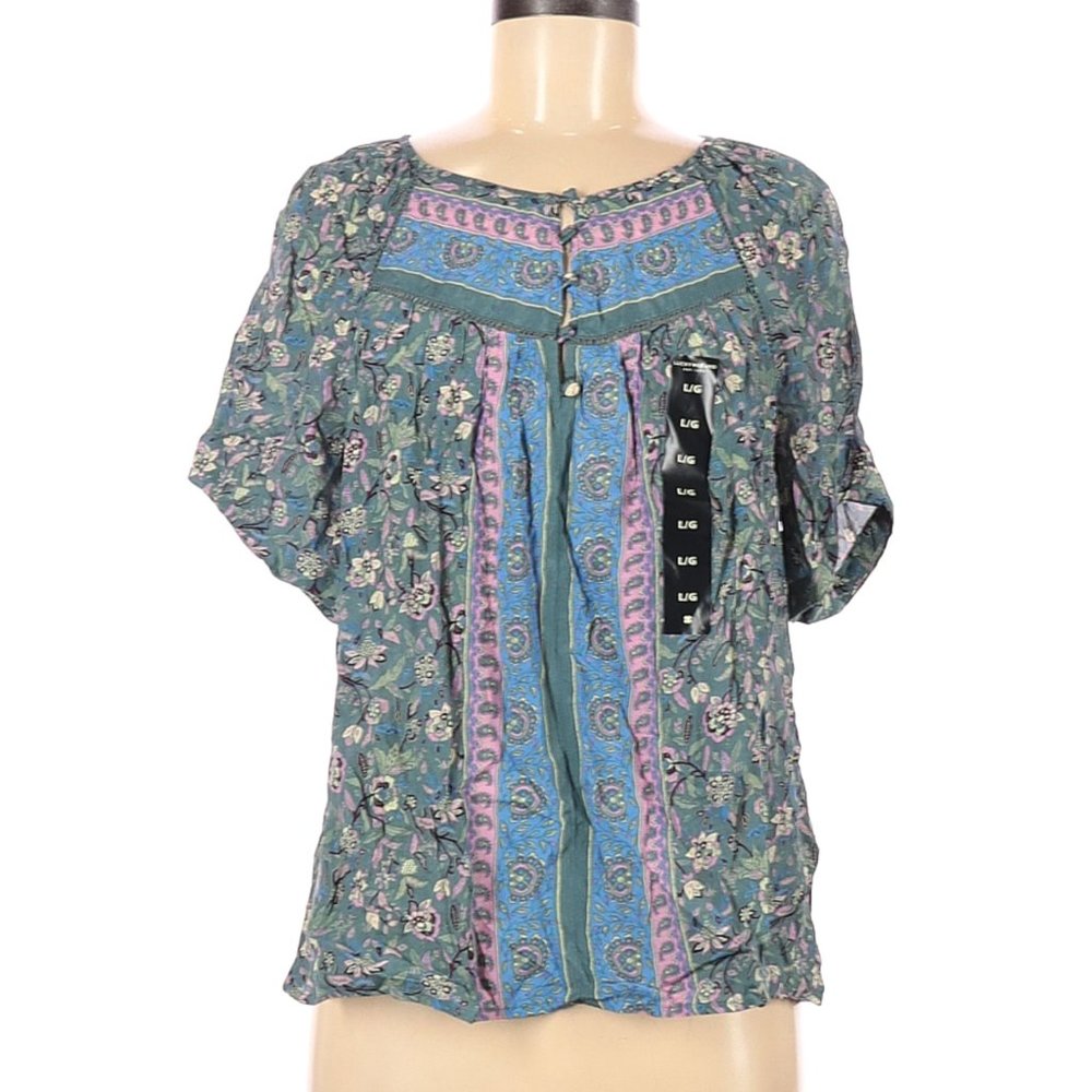NEW Lucky Brand Short Sleeve Blouse Large